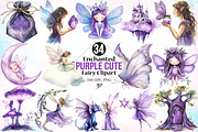 Enchanted Purple Cute Fairy Clipart, an Illustration by Canvas Craft (Thumbnail 1 of 4)