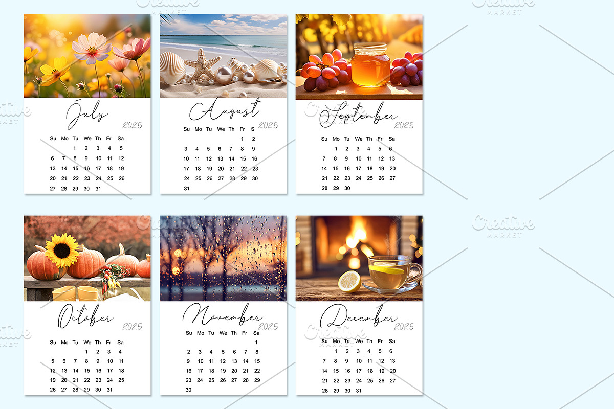 2025 Monthly Calendar Sunday Start, a Poster Template by kh_cat (Photo 2 of 2)