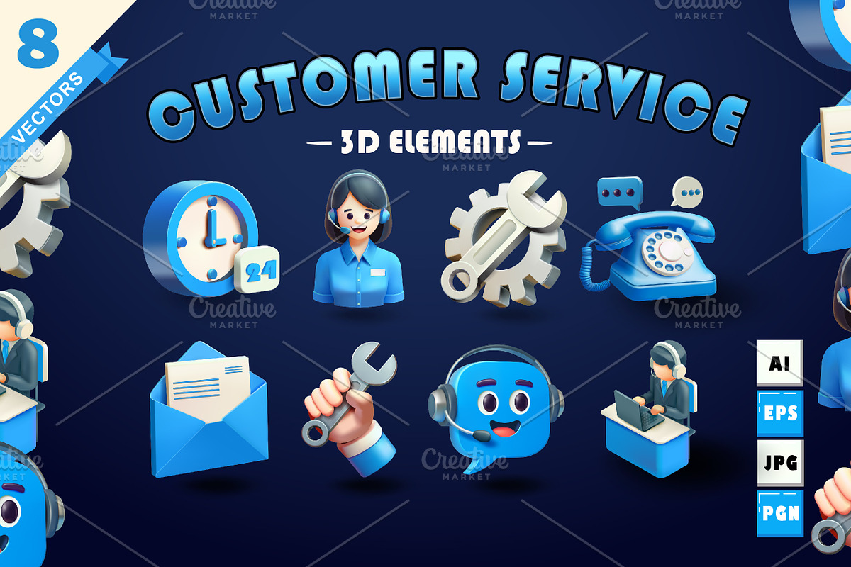 Customer Service, 3D Vector Elements, an Object 3D Model by Kevyn Creative (Photo 1 of 2)