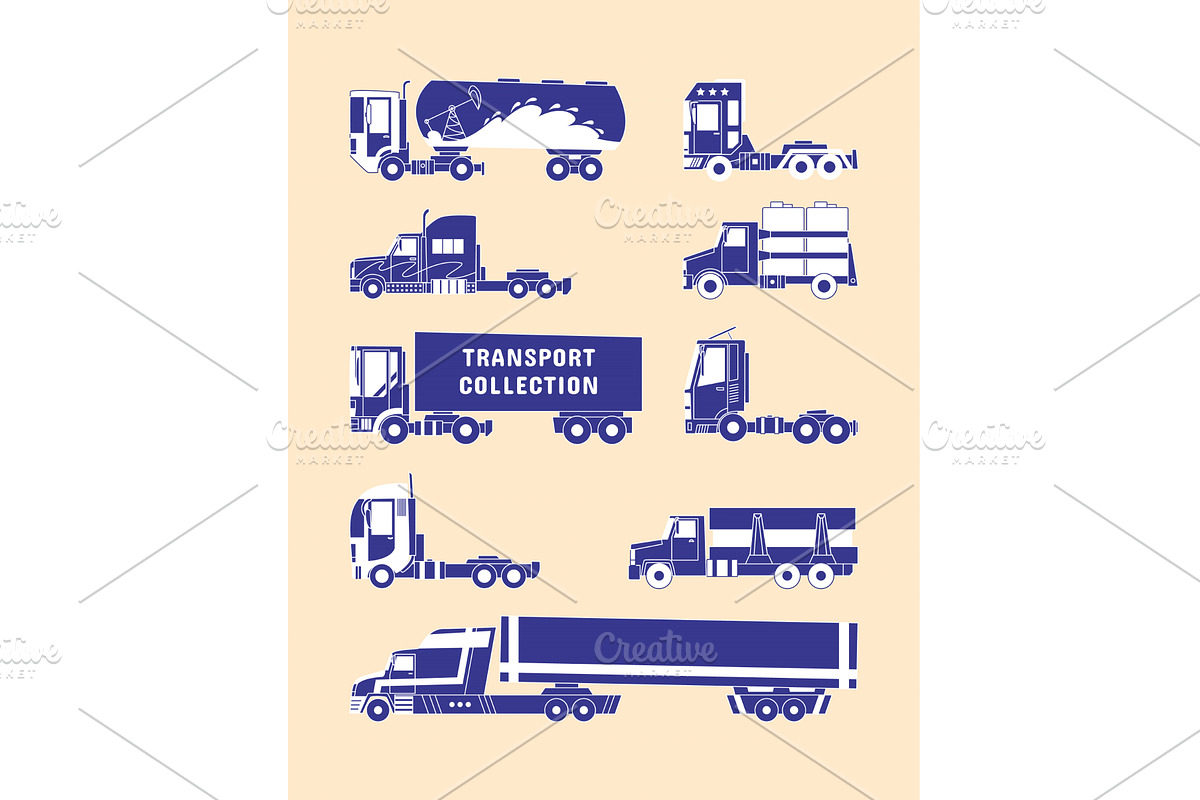 Vector line sketch. Trucks and, an Object Illustration by CodeAndDesign