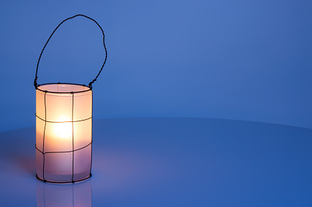 Cozy lantern on blue winter backgrou, a Holiday Photo by Studio Light & Shade