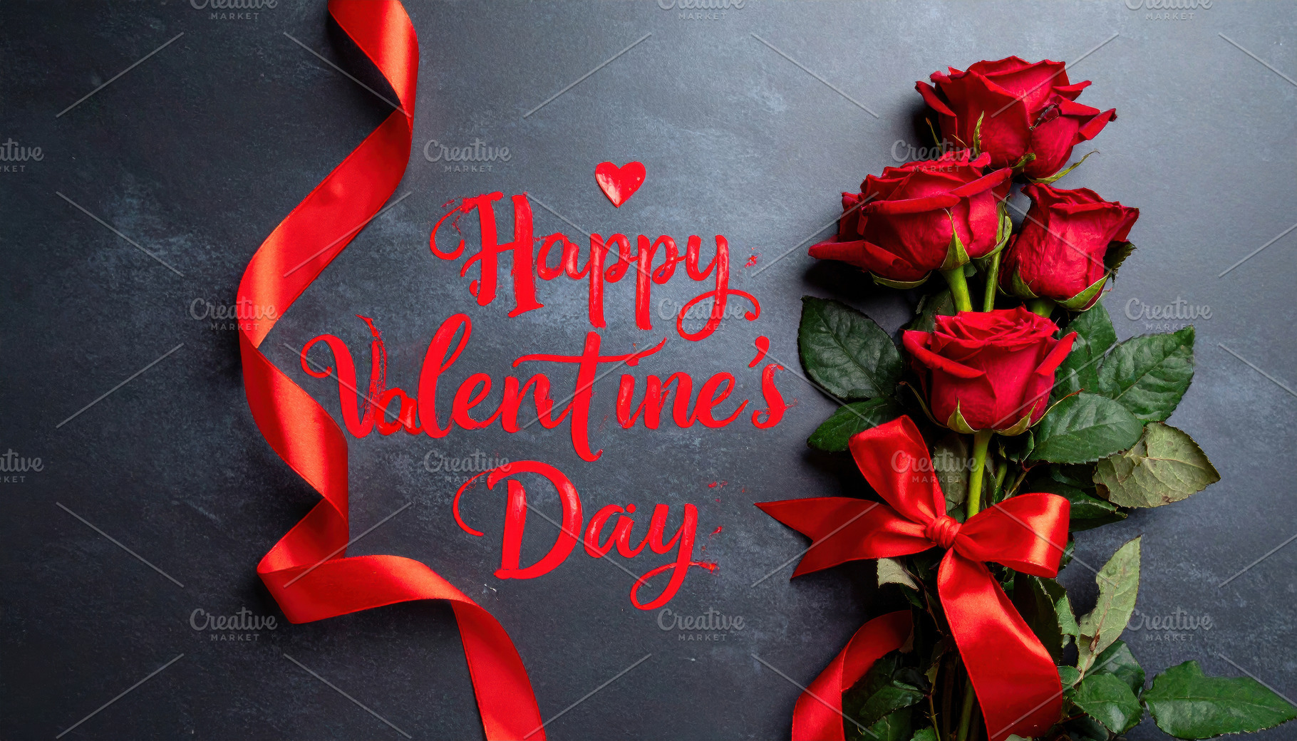 Happy Valentine’s Day with roses and ribbon, a Holiday Photo by Davizro's Market