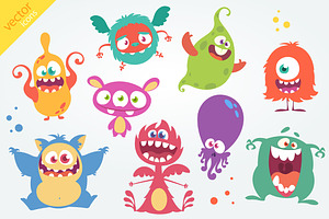 Cartoon Monster Characters Vector