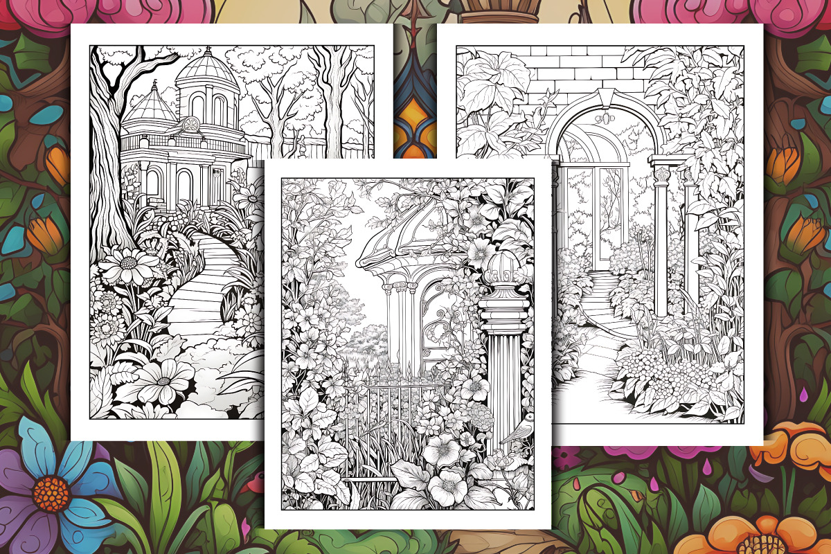Secret Garden Coloring Pages for KDP, an Object Graphic by protabsorkar11