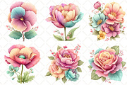 Watercolor Flower Clipart PNG, an Illustration by Black Bird Studio (Thumbnail 4 of 5)
