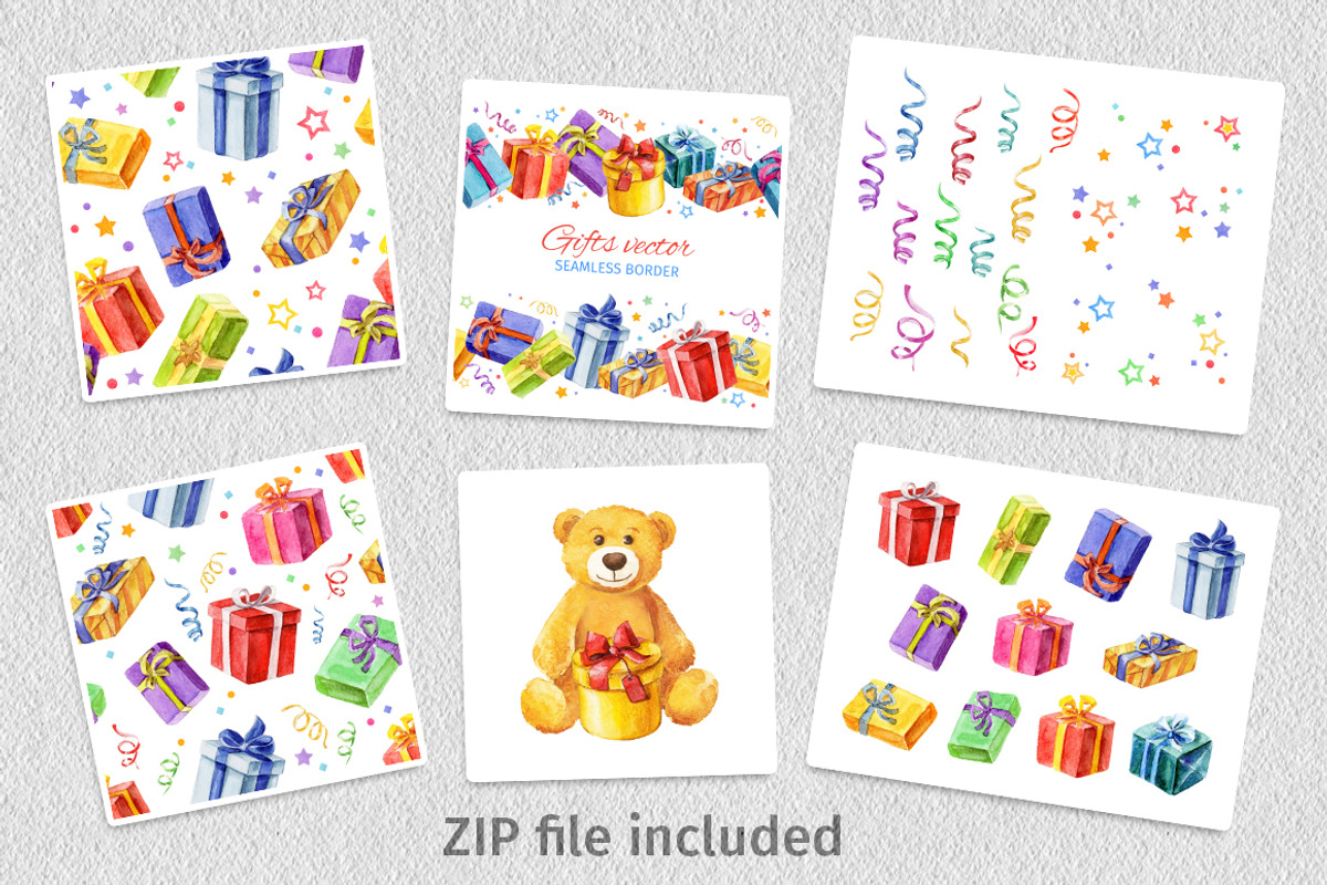 Watercolor gifts collection., a Texture Illustration by LeiaSW (Photo 6 of 6)