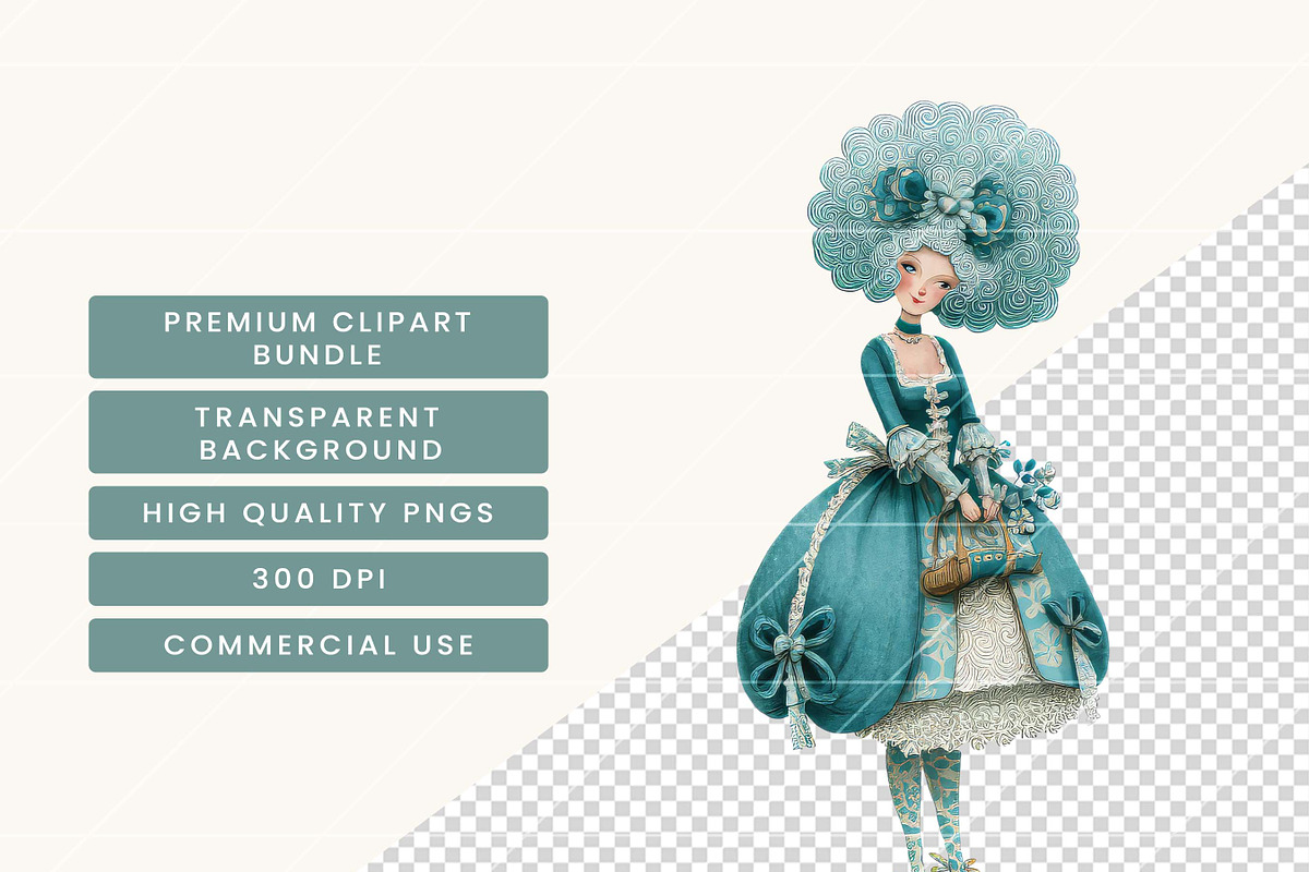 Quirky Baroque Character Clipart, a Person Illustration by BusyDaydesign (Photo 6 of 9)