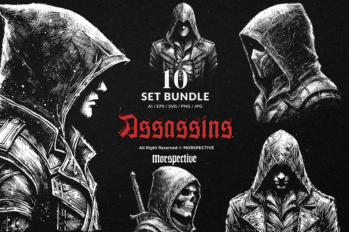 10 Bundle Dark Art Assassins Killer, an Illustration by Morspective (Photo 1 of 7)