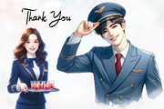Flight Attendant Watercolor Cliparts, an Illustration by RobertsArt (Thumbnail 7 of 8)
