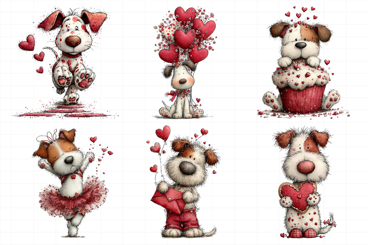 Whimsical Valentines Dog Clipart, an Illustration by Daily.Designs (Photo 6 of 8)