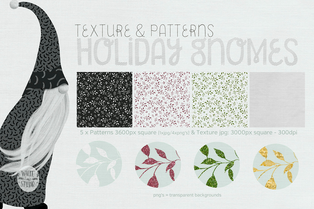 Holiday Gnome Illustrations Set, a Decorative Illustration by White Lane Studio (Photo 3 of 11)