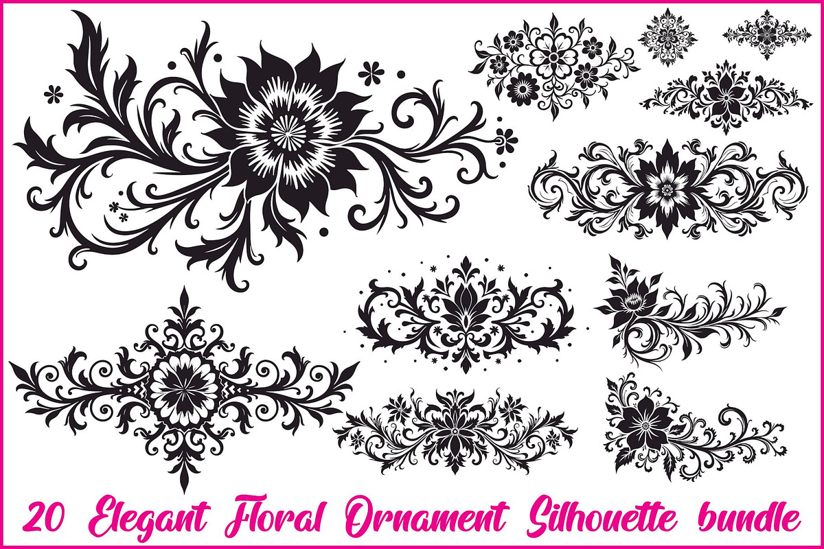 Vintage Flower Silhouette Pack, an Illustration by musafir_fashion (Photo 1 of 21)