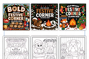 Bold Easy Festive Corner Coloring, a Decorative Illustration by Design Station (Thumbnail 2 of 3)