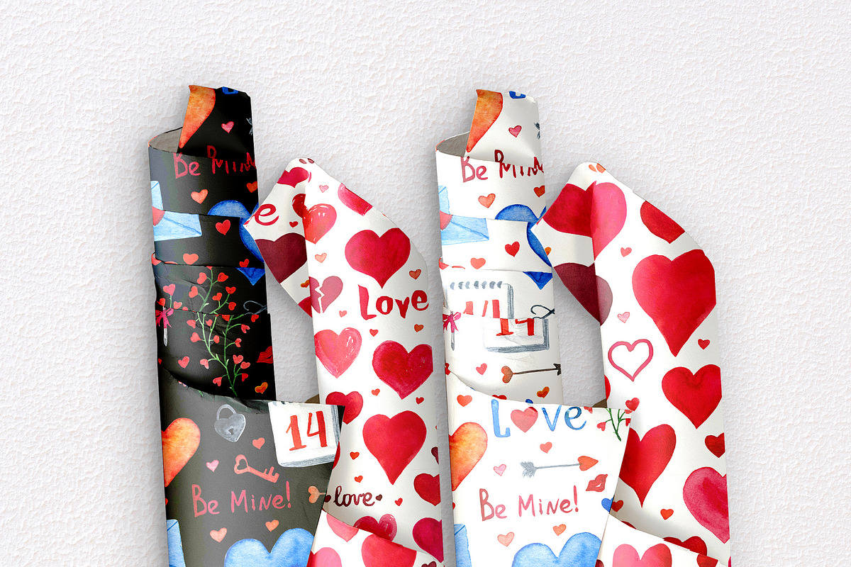 Valentine's Day watercolor pack, a Decorative Illustration by MarBom (Photo 4 of 7)