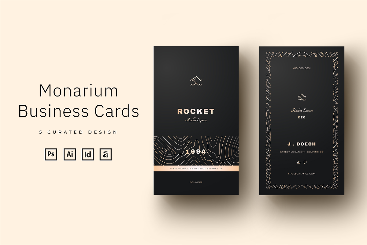 Monarium - Dark Gold Business Cards, a Business Card Template by Ctrl space studio (Photo 1 of 9)