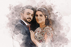 Wedding Digital Watercolor Painting