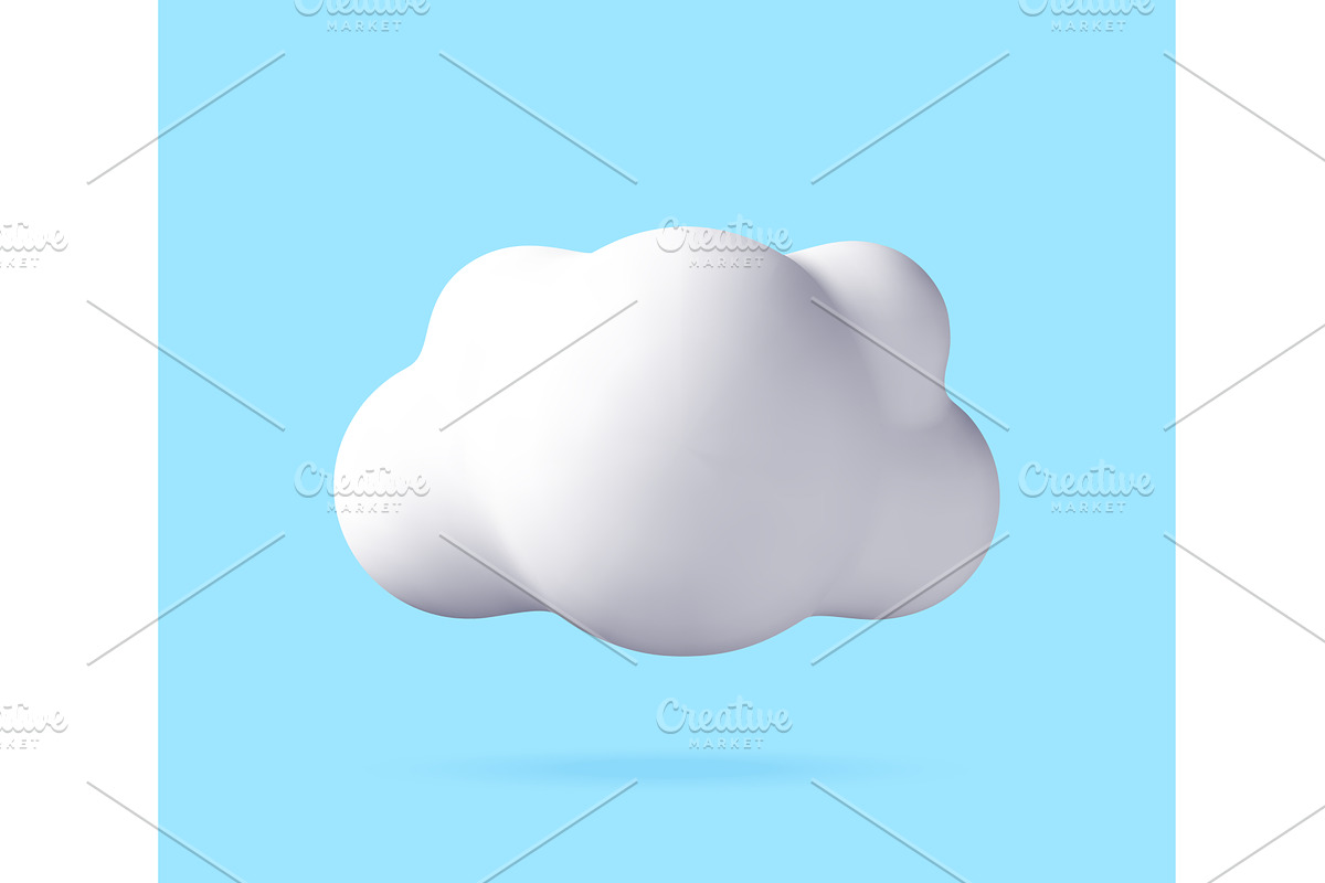 White fluffy cloud 3d illustration, an Object Illustration by Abscent