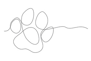 Animal footprint One line drawing on, an Object Illustration by IhorZigor