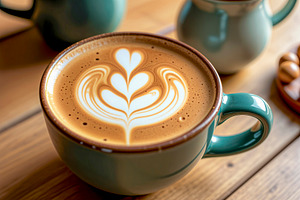 Latte heart-shaped foam art, a Photo by rarrarorro