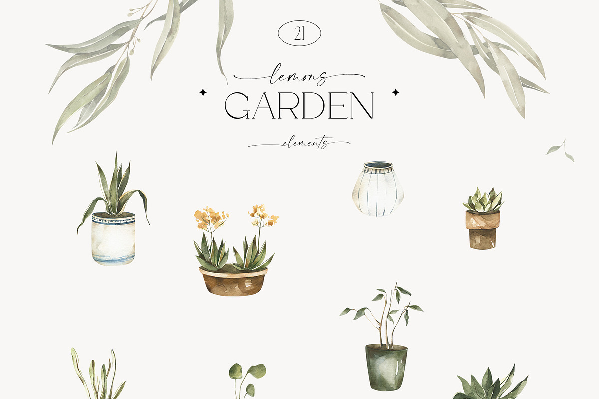 Watercolor Lemons Garden collection, a Decorative Illustration by ArtMaslyana (Photo 4 of 14)