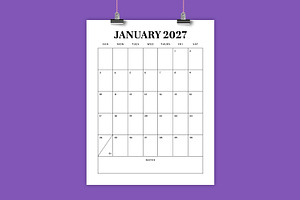 2027 Vertical 8.5x11 Inch Calendar, a Stationery Template by Running With Foxes