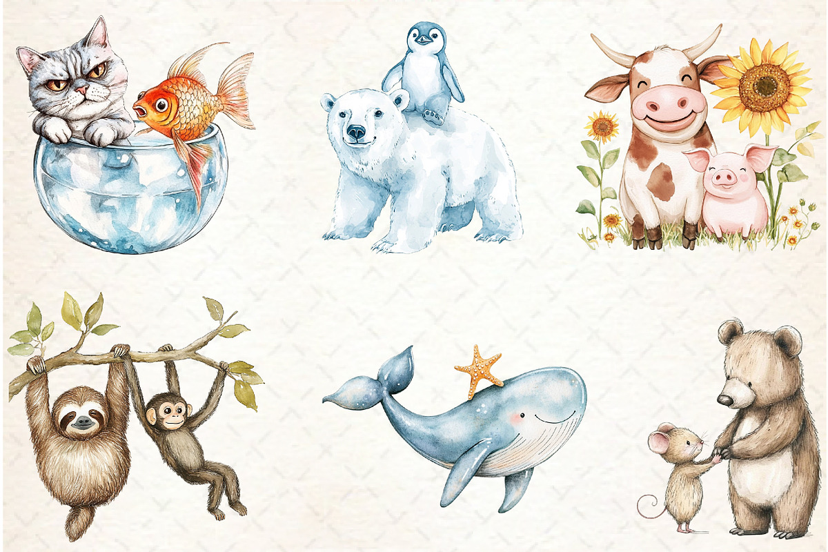 Watercolor Quirky Friendship Clipart, an Illustration by Watercolor design (Photo 4 of 4)