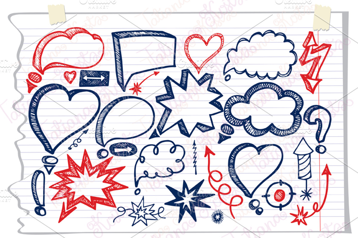 Hand drawing Speech Bubbles,arrows preview 3