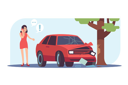 Disgruntled female driver stands, an Illustration by YummyBuum