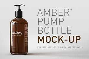 Amber Pump Bottle Mock-Up, a Pens & Pencil Mockup by TSOBG