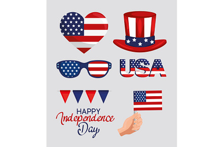 Independence day symbol set, a Seasonal Illustration by studiogstock