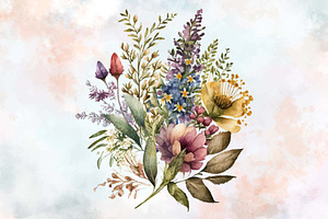 Watercolor Wildflowers Clipart PNG