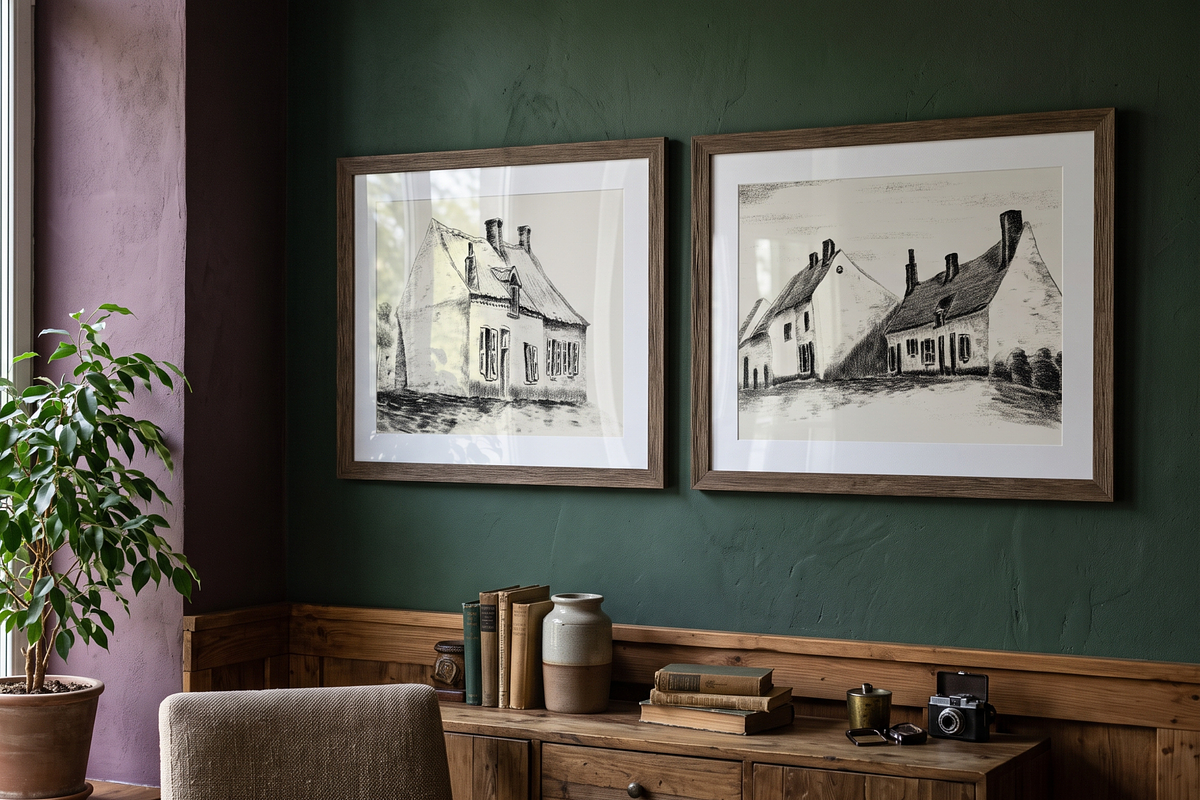Vintage Van Gogh Cottages Set, a Decorative Illustration by Pink_bloom (Photo 5 of 5)