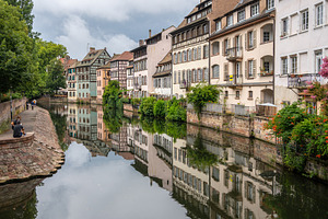 Canal with colorful houses and reflections in Strasbourg France, an Architecture Photo by GoodGoods