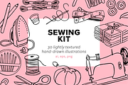 Hand Drawn Sewing Kit Illustrations, an Illustration by rabeccky (Thumbnail 1 of 7)