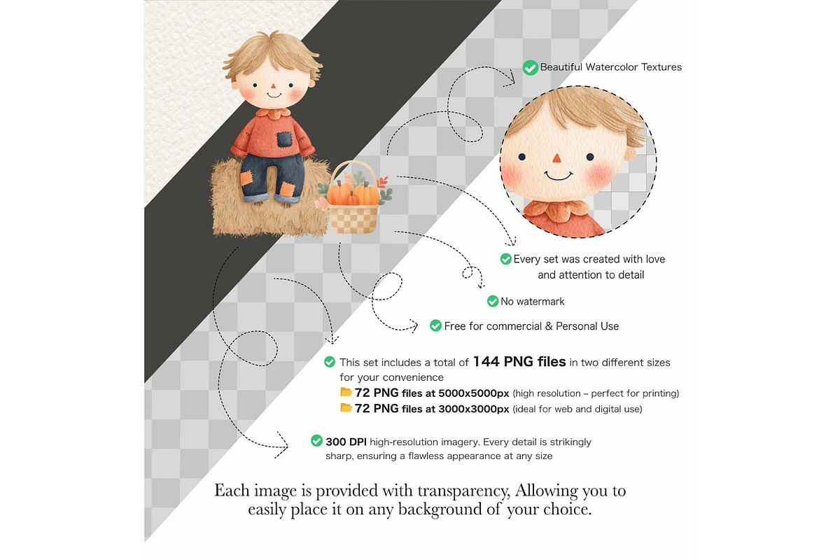 Watercolor Scarecrow Clipart Fall, an Illustration by CharmClipart (Photo 2 of 9)