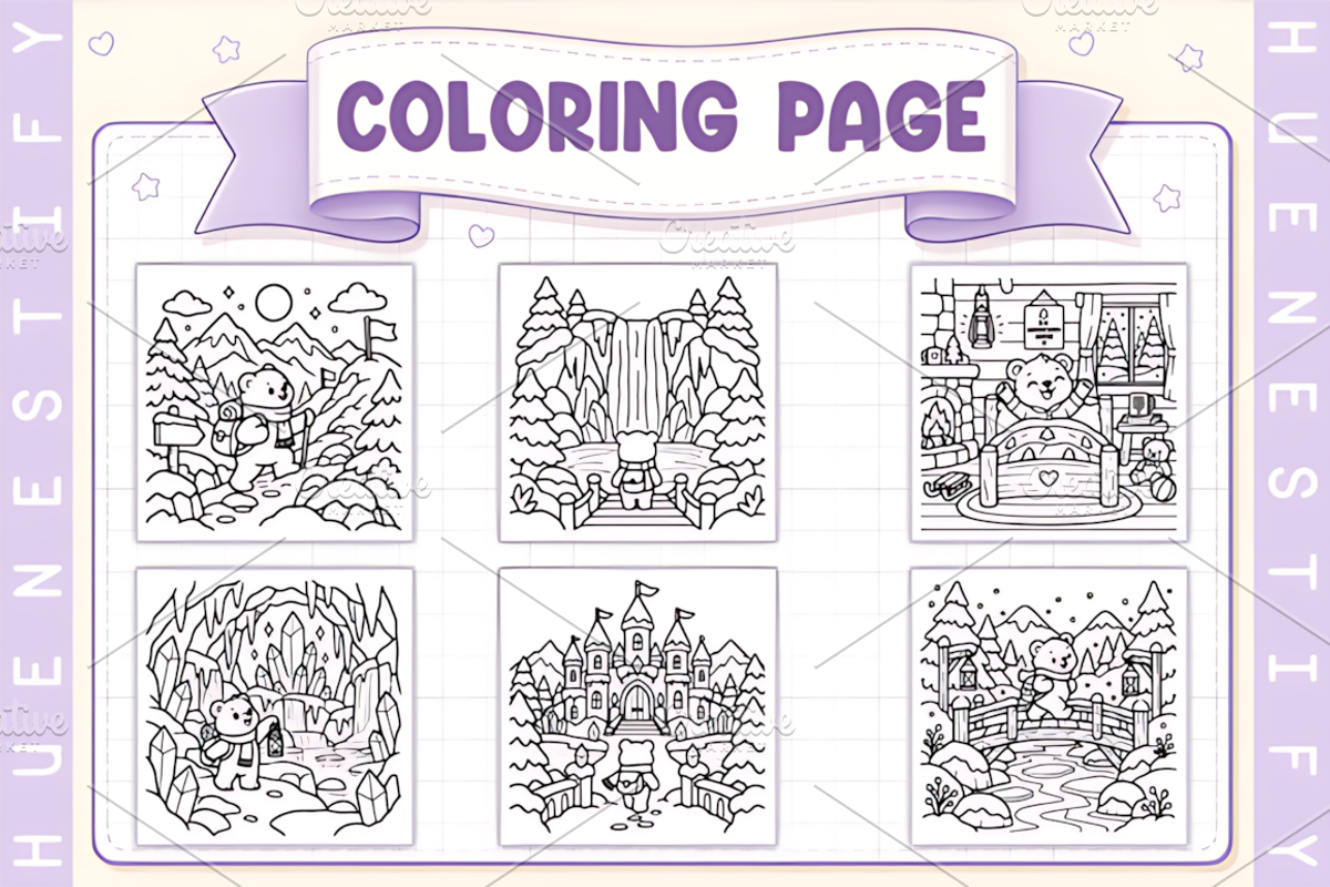 Cozy Bear Winter Journey Coloring, a Seasonal Illustration by Design Station (Photo 2 of 3)