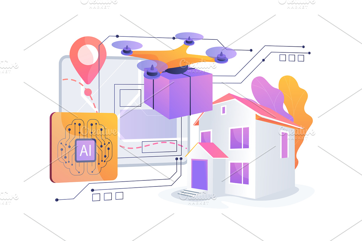 Autonomous Drone Delivery abstract, a Technology Illustration by Visual Generation