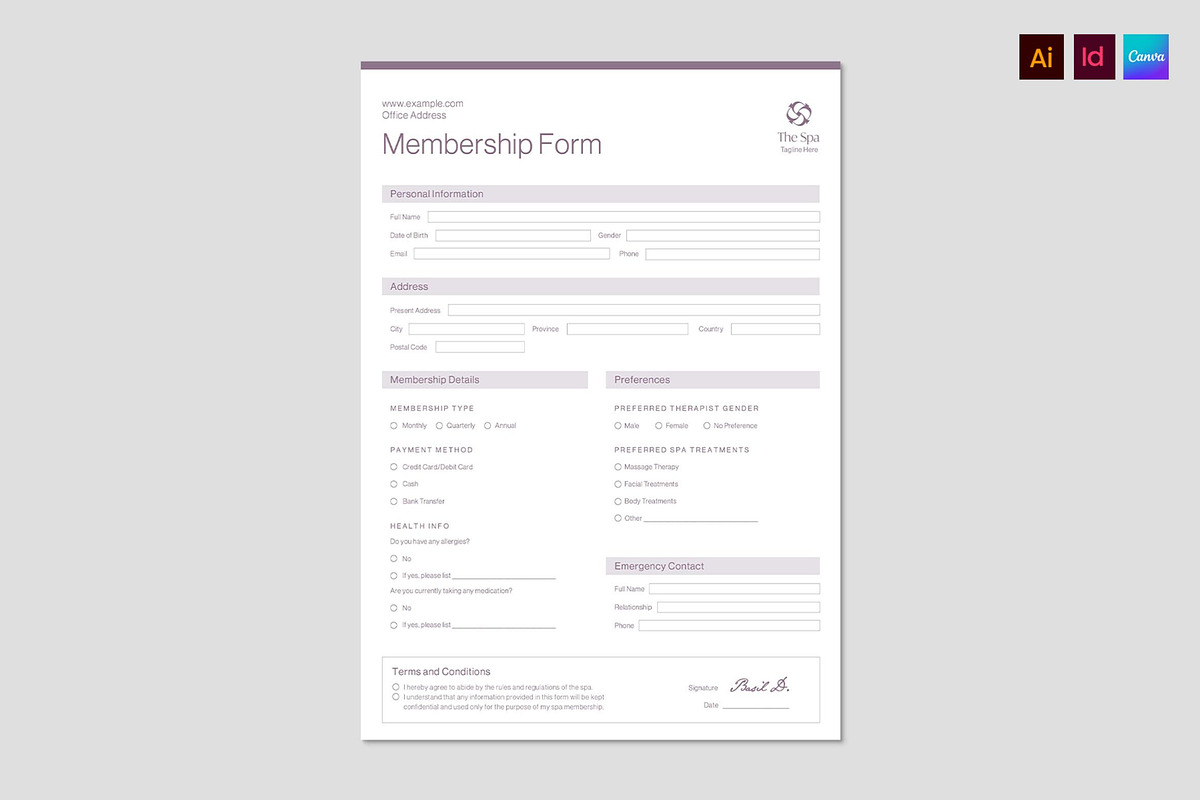 Member Registration Form Template, a Stationery Template by BrandPacks (Photo 1 of 6)