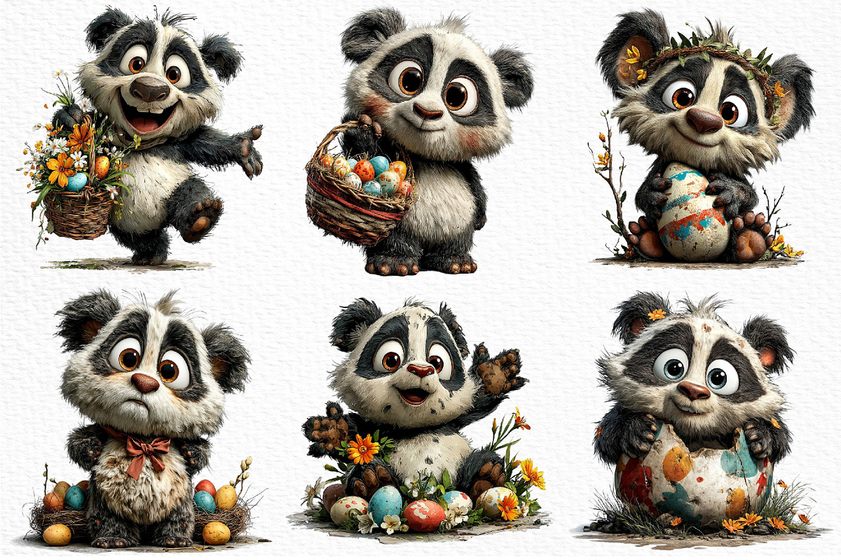 Whimsical Easter Panda Clipart, an Illustration by Craft Nest (Photo 4 of 11)