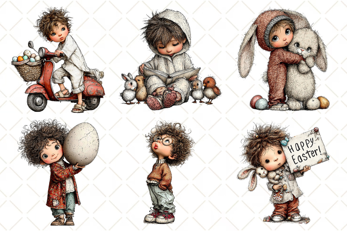 Whimsical Easter Boy Clipart, an Illustration by Black Bird Studio (Photo 6 of 6)
