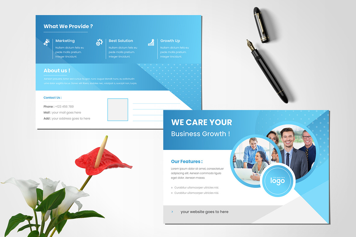 Blue Post Card Design, a Card Template by ZAAS