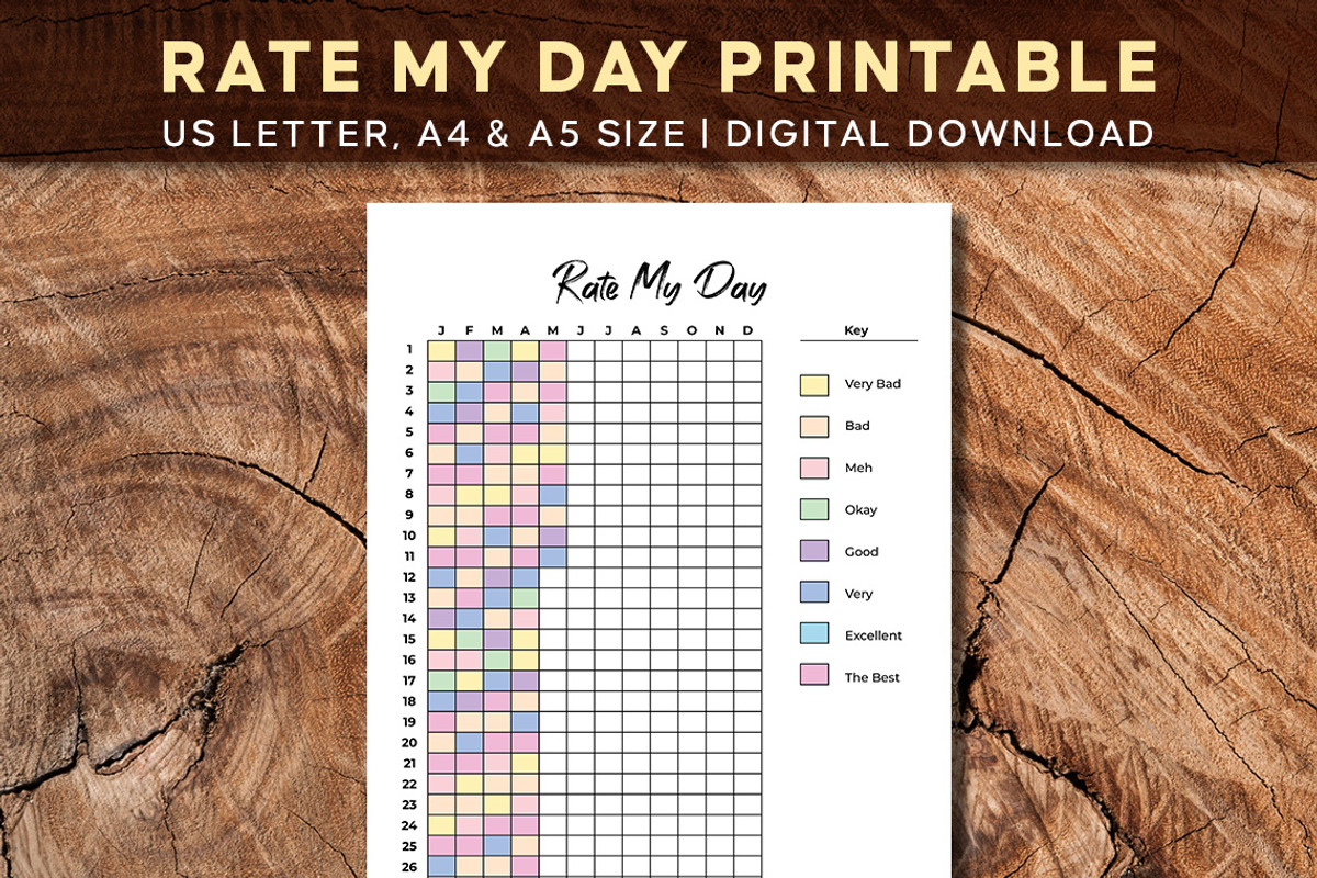 Rate My Day | Daily Mood Tracker, a Print Template by Graphicsnext (Photo 1 of 4)