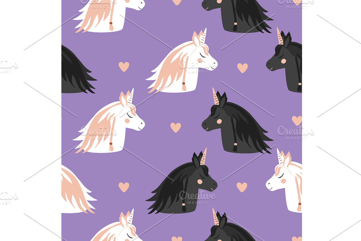Cute white and black unicorn, an Animal Illustration by Toltemara