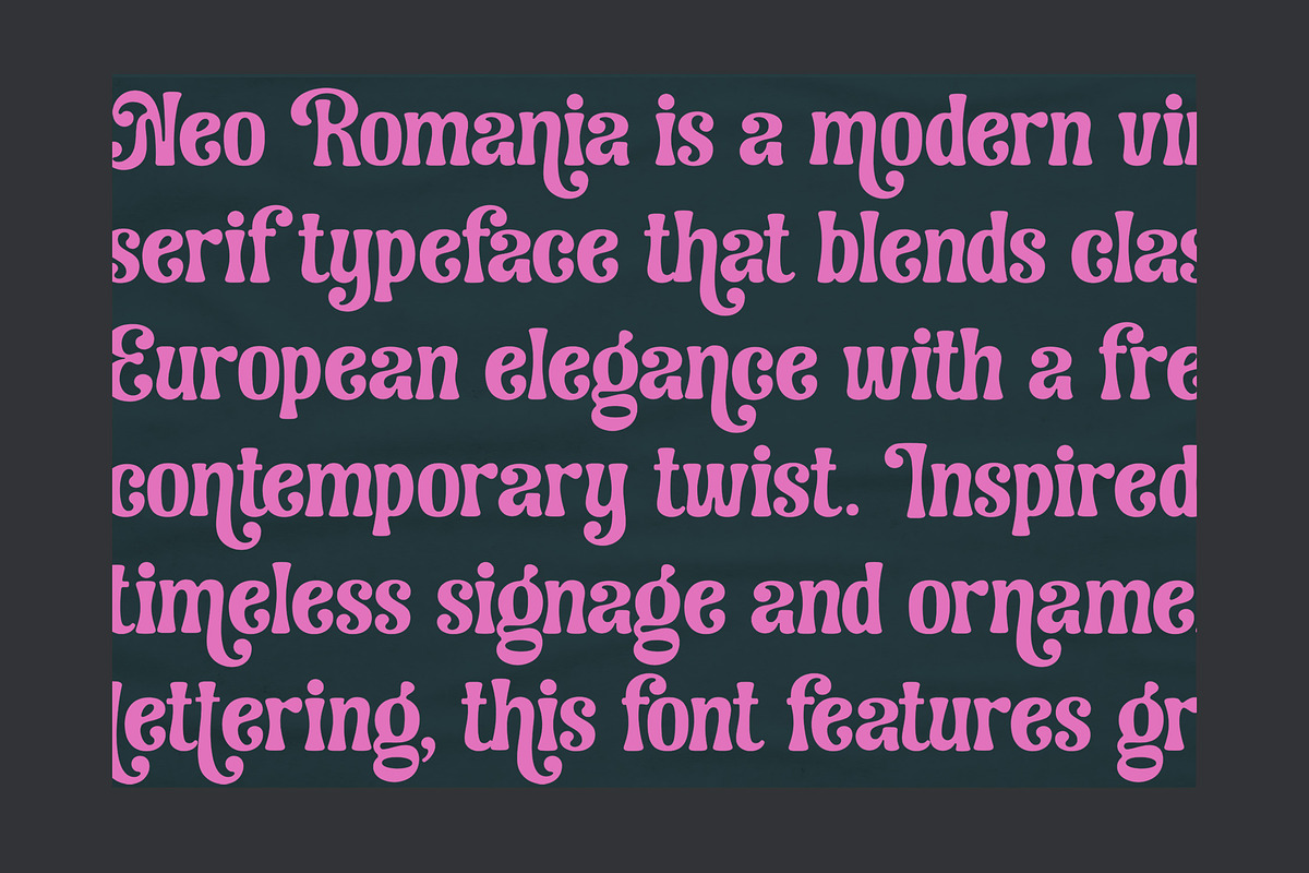 Neo Romania - Decoratif Serif Font, a Serif Font by Subectype Studio (Photo 6 of 9)