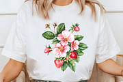 Strawberry Pink Floral Clipart, a Seasonal Illustration by designcity5 (Thumbnail 3 of 5)