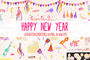 68 New Year's Eve Watercolor Vector, an Illustration by Violet LeBeaux (Thumbnail 1 of 3)