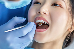 Photo of young woman sitting in a dental chair and male dentist treating her te, a Health & Medical Photo by AlyaAnd