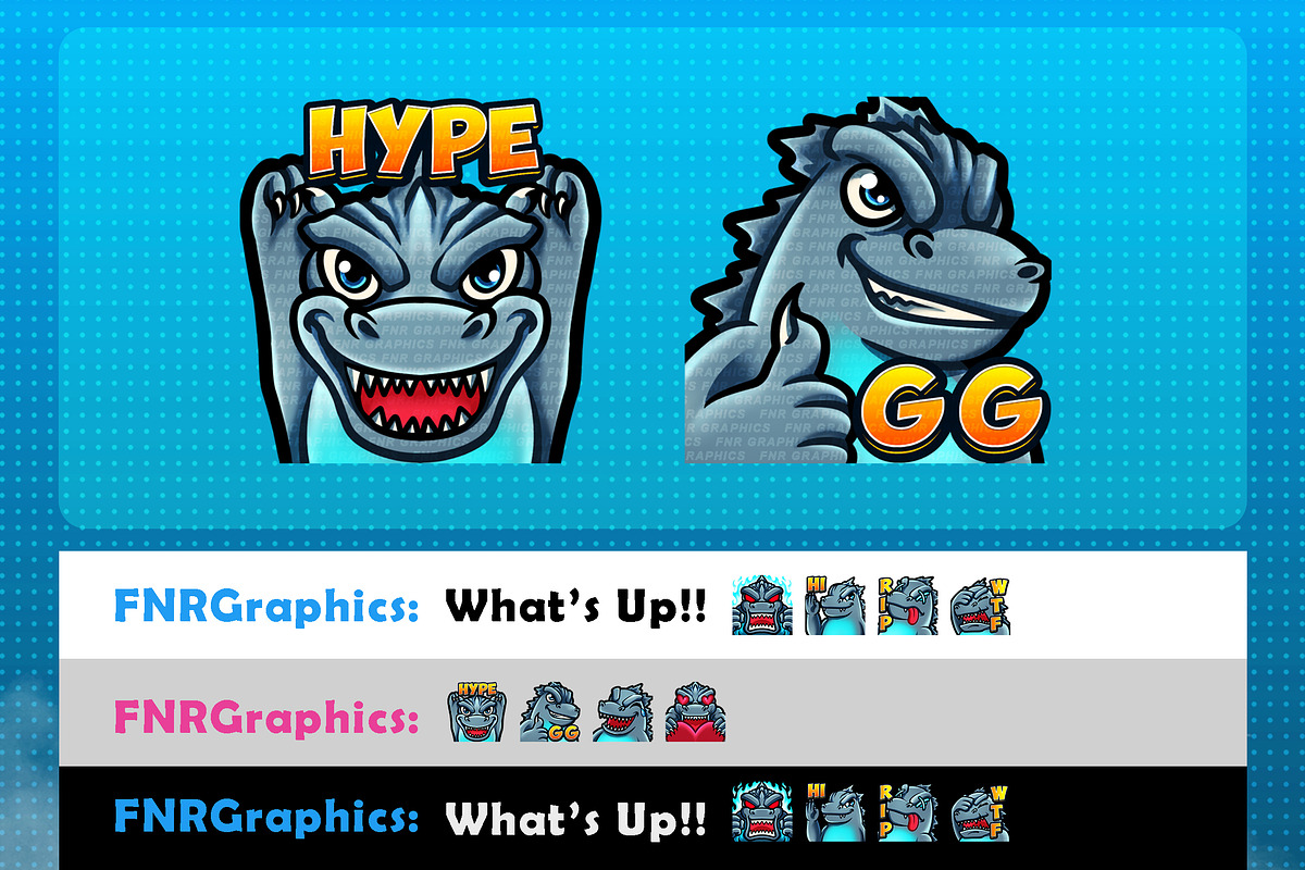 Cute Godzilla Twitch Emotes, an Illustration by FNR Graphics (Photo 4 of 5)