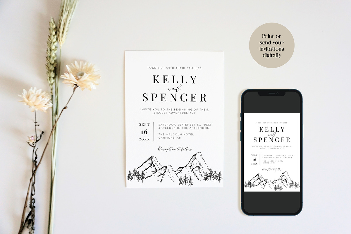 Mountain Wedding Invitation Template preview 3
