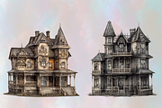 Creepy Halloween Houses Clipart, an Object Graphic by Agnesagraphic (ID 95) (Thumbnail 6 of 9)
